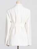 Sense Solid Color Suit Jacket Female 2025 Autumn New Temperament Advanced Sense Cross Collar Long Sleeve Small Suit