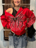 Spider Print Zip-Up Hoodie- Outfit