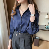 New Blouse Women Casual Striped Top Shirts Blouses Female Blusas Casual Ladies Office Blouses