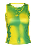 Ombre Pixel Print Crop Tank Top- Outfit