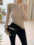 T Shirt Women Cotton Long Sleeve Top T-Shirts Korean Style Slim Elastic Woman Clothes Tee Shirt Spring Camisetas De