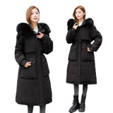 Winter Jacket Women New 2022 Hooded Warm Jacket Female Long Parkas Artificial Fur Collar Women Winter Coat