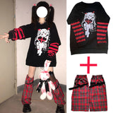 Style Women Streetwear Gothic Anime Sweatshirts Punk Long Sleeve 2000s Graphic Tees Y2k Fairy Grunge Goth Egirl Alt
