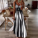 Zingj Summer New Hot Style Casual Slip Print V-Neck Sleeved Dress Dress-Outfit