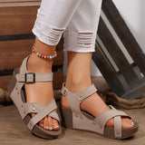 With Thick Bottom Heel Sandals Women Large Size Rivet With Fish Mouth Beach Cool Drag