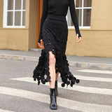 Zingj 2024 New Fashion Temperament Hollow Dot Design Sense Slim Slim Skirt In The Long Tassel