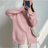 Women's Coat Spring And Autumn Lazy Style 2024 New Knitted Cardigan Zipper Korean Version Of The Internet Celebrity Loose And