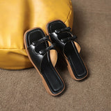 Bow One-Word Flat-Bottomed Slippers Women Wearing Exposed Toe Lazy Beach Cold