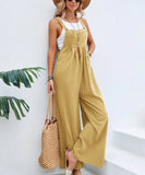 Solid Color Casual Suspender Trousers