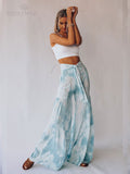 New Boho Print High Waist Belted Beachwear Loose Pants Summer Vacation Women Clothing Beach Wear Swim Suit Cover Up