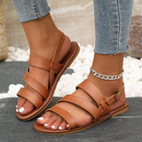 Large-Size Buckle Flat Bottom Dew Sandals Women Buckle Beach Cool Slippers
