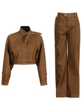 Vintage Make Old Wind Two Sets 2025 New With Short Jacket + Single-Ded Straight Trousers Women's