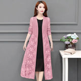 Cardigans Long Kimonos Summer Long Sleeve Sun-protection Lace Floral Long Coats Plus Size XL~4XL 5XL Casual Lady