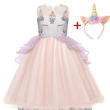 Unicorn Dress Princess Christmas Costume Birthday Party Dress Rainbow New Year Costume Christmas Kids Dresses For