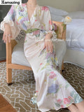 Summer New Women Fashion Elegant Puff-Sleeve Midi Dresses Female Party Holiday