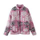 Women's Clothing 2025 Autumn 11 Thin Cotton Clothes Printed Collar Double Pocket Cotton Jacket Loose