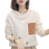 Loose Leather Hooded Sweater Women's Fall 2024 Fashion Foreign Style Leisure Design Sense Thickened Hoodie