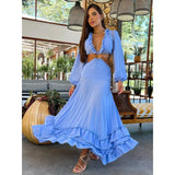 Beach Dresses 2024 Women Deep V Neck Dress Beach Cover ups Women Summer Bandage Beachwear Sexy Long Dress Female