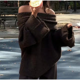 Long Sleeve Off Shoulder Sweater-Outfit