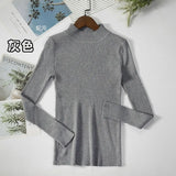 Women Turtleneck Sweater Casual Long Sleeve Korean Harajuku Slim Knitted Pullover Vintage Solid Skinny Jumper Elegant Tops