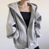 Solid Color Pullover Zip Up Oversized HoodieOutfit
