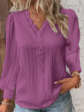 Zingj Wise Style Autumn Long Sleeve V Collar Lace Splicing