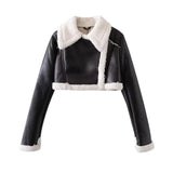 2025 Spring Fur Integrated Short Street Spice Girl Motorcycle Clothing