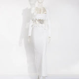 Small Fragrant Three-Dimensional Flowers Two Sets 2025 New Square Collar Short Top + High-Waisted Hip Dress Suit