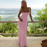 Contrast Spaghetti Strap Bodycon Maxi Dress- Outfit