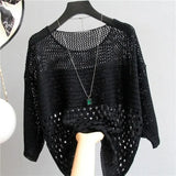 and Summer New Ice Silk Knitted Vest Top Hollow Out Thin Bottoming Sling Streetwear Womens Clothing White Shirt