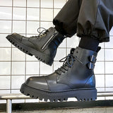 Zingj Top Martin Boots Men's New Fall 2023 British Locomotive Work Boots Men's High Top Leather Boots