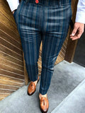 Autumn New Business Casual Striped Printed Pencil Pants For Men Mid Waist Long Pants Streetwear Fashion Men's Slim