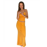 2025 Spring And Summer New Women's Tight-Luck Neck Small Vest Sexy Hot Girl Fishtail Skirt