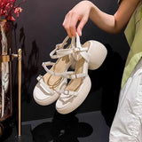 Step On Excrement Feeling ~ Light Soft Leather High Heel Sandals Female Summer New Style Thick Heel Thick Sole Heel Not Tired Feet Super Fairy Match