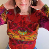 Top Tee Fairy Grunge Long Sleeve Vintage KnittedAutumn Korean Tie Dye Print E Girl T Shirt 90s T-shirt Women y2k
