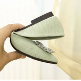 Bottom Water Drill Bean Single Shoes Women 2025 Spring And Autumn New French Sense Granny