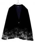 Women's Suit Collar Button Pocket Fashion Floral Print A Buckle Small