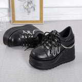 The 9CM Thick-Soled Punk Women's Singles Shoes 2025 New Leather Hottie Windy Round Head Women's Shoes Size 35-42