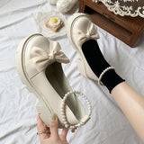 Jane Shoes Women 2025 Spring And Autumn New Flat Single Shoes Women's Summer Soft-Soled Grandmother Shoes Bow Small Leather