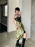 Black Gold Embroidered Corset Dress For Women 2022 Summer Backless V Neck Long Slip Elegant Dress Gothic