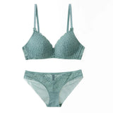 Sexy Lace 3/4 Cup Bra Sets For Women Wireless Thin Cotton Breathable Comfortable Underwear Solid color Lingerie