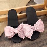 women Bohemia Floral Beach Sandals Striped bow Slippers Flip Flops For Women Summer slippers 3CM High heel