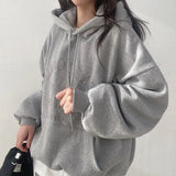 Solid Color Letter Embroidery Oversized HoodieOutfit