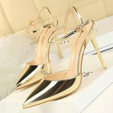 Shoes Fashion High Heels Shoes Patent Leather Woman Pumps Sexy Women Heels Blue Sliver Stiletto Heels Women Sandals