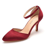 Cm Medium Heel Sandals Fine Heel Tip Buckle Sandals Emulation Silk Wedding Banquet Dress Shoe Tips Sandals