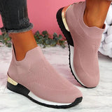 Spring Knitting Socks Shoes Women 2022 Mesh Breathable Platform Sneakers Slip on Flat Casual Loafers Ladies Vulcanized
