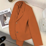 Zingj 2024 New Orange Short Style Small Suit Jacket Female Temperament Show Thin Casual Commuter Wind Jacket