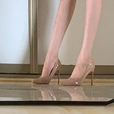 Working Shoes Women Naked Paint High Heels Women's Fine Heel Etiquette Shoes 2025 Spring And Autumn 7Cm Sharp