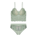 Sexy Lace Push Up Bra Set Women's Wire Free Underwear Ultra thin Triangle Cup Bras Romantic Black Embroidery