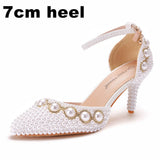 High-Heeled Sandals With Beaded Bracelets With Water Drill Sandals White Real Wedding